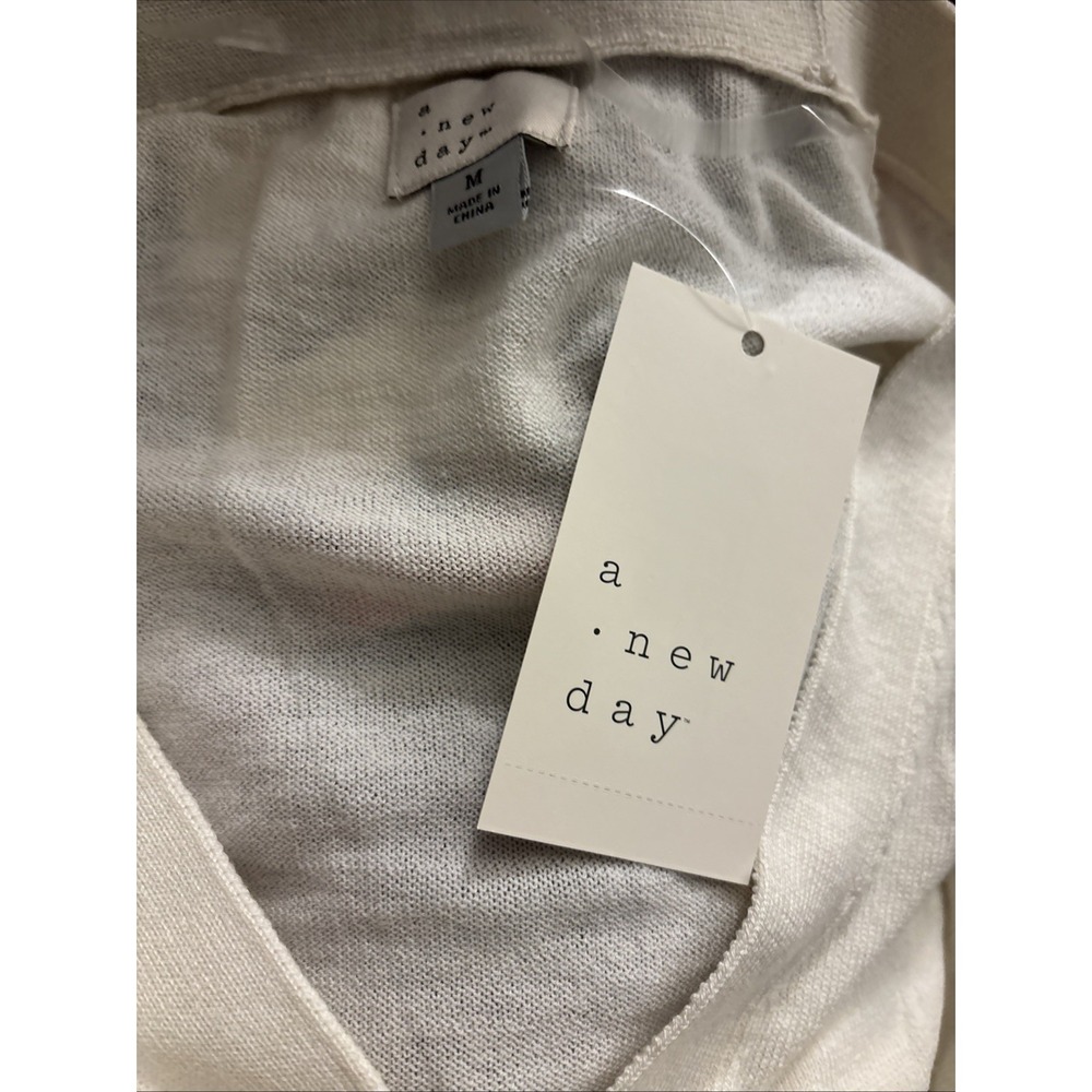 A New Day Women's Button-Front Cardigan Cream Size Medium - Picture 2 of 4